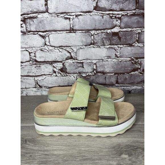 Vionic Brandie Mint Green Double Strap Slide Vegan Sandals Women’s Sz 8M US/39EU - Picture 3 of 16